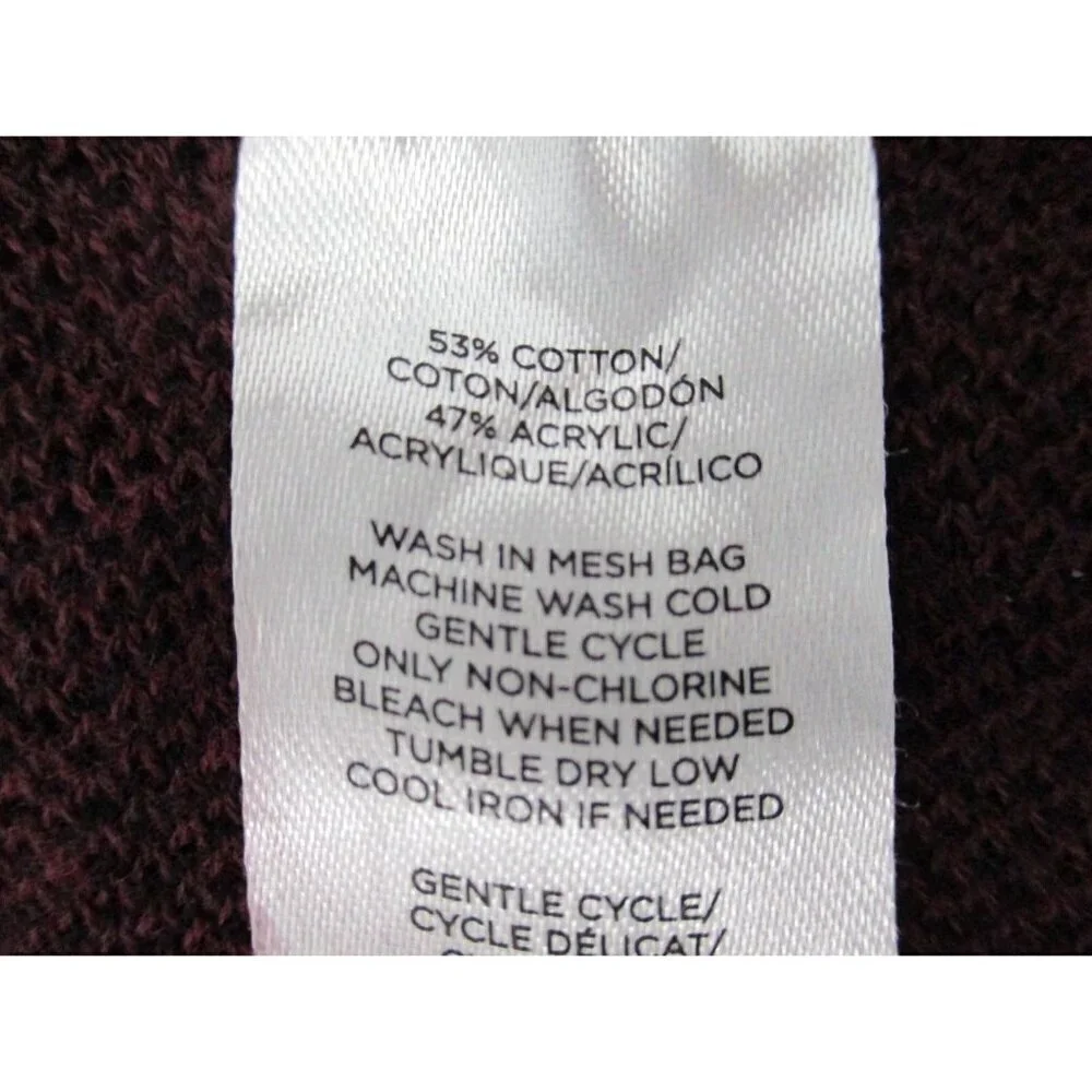 LOFT Womens Poncho Wrap One Size Red Crew Neck Side Buttons Casual Knit Pullover